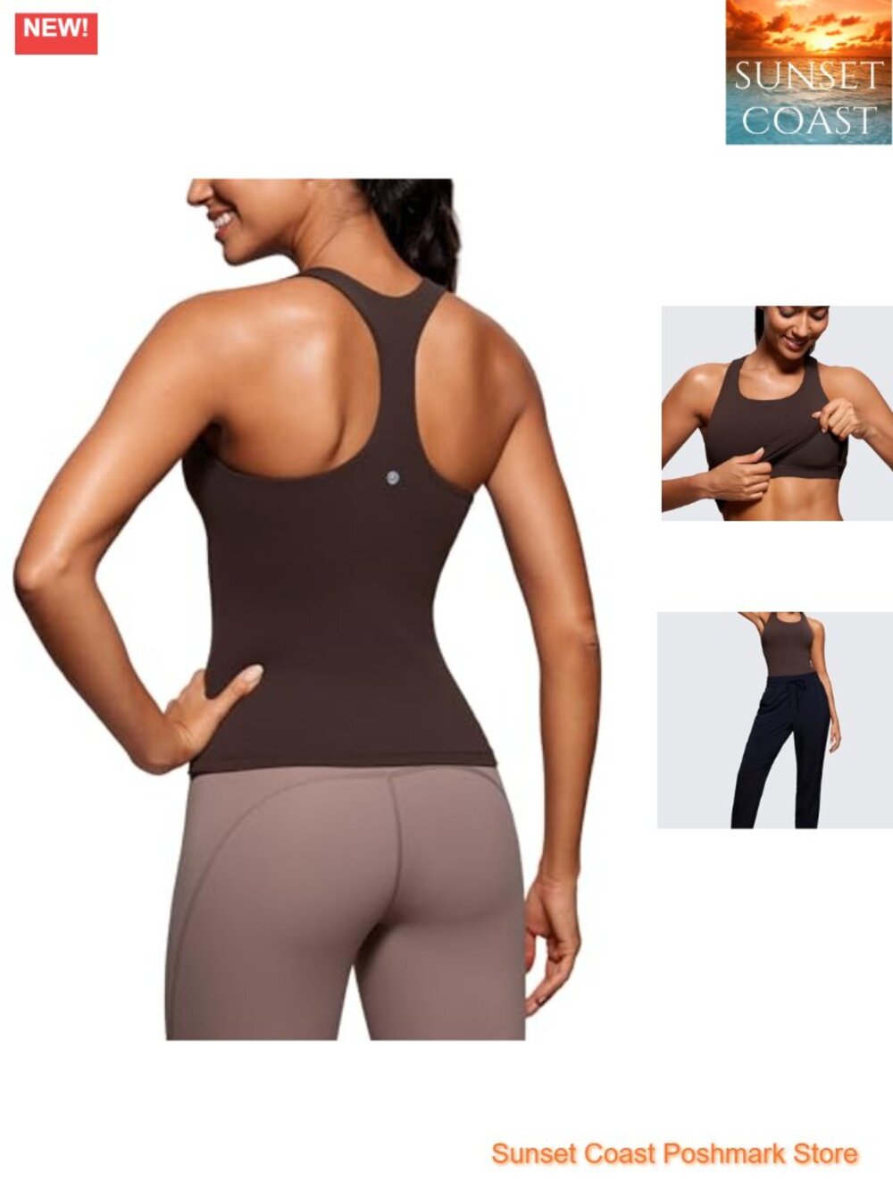 Butterluxe Racerback Tank Top with Built-in Bra Removable Pads Yoga Lounge